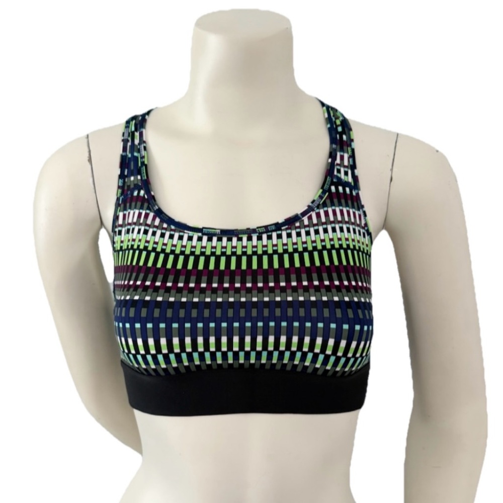 Victoria’s Secret Sport Bra The Player Racerback Size M Multicolor Geometric